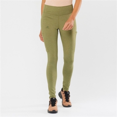 Dámské Punčochové Kalhoty Salomon OUTLINE TIGHTS Olivy Zelené | CZ-20563AW