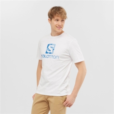 Pánské Tričko Salomon OUTLIFE LOGO Krátké Sleeve Bílé | CZ-46275JN